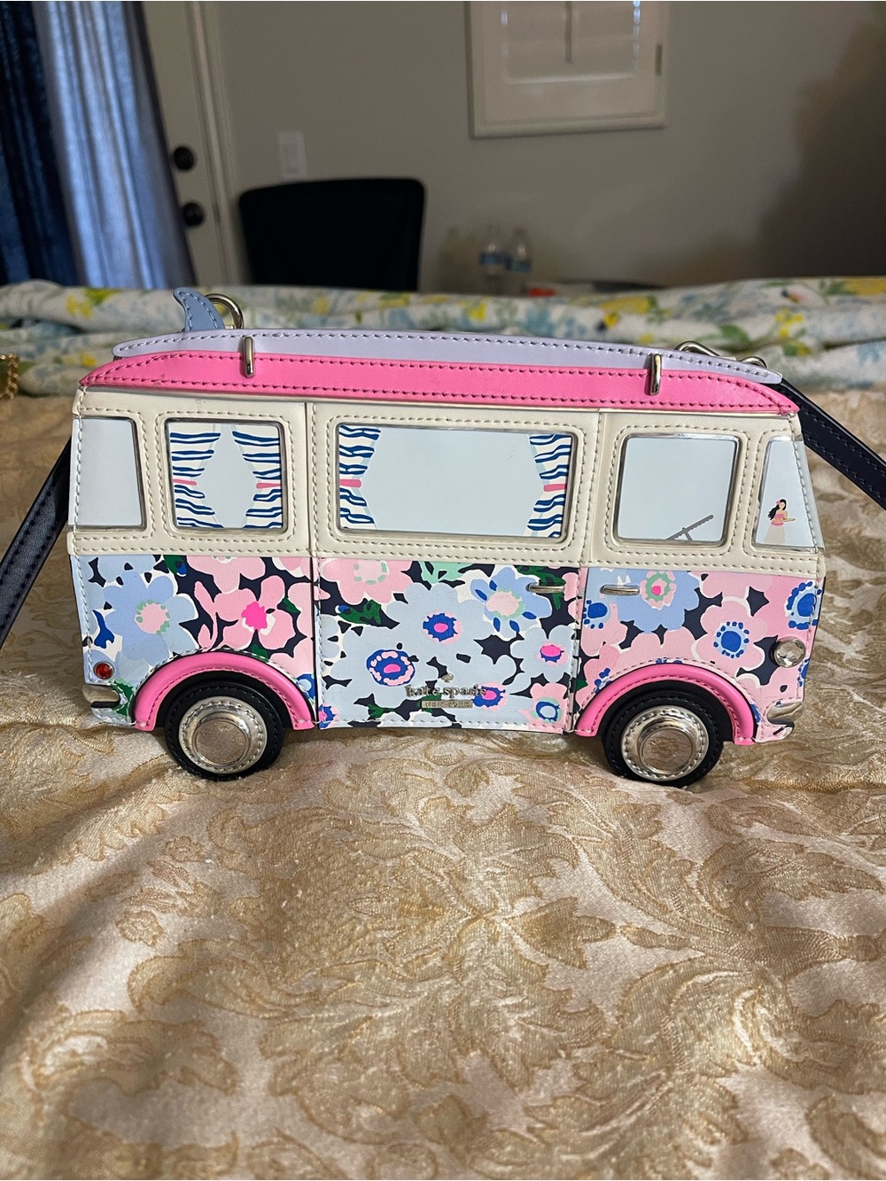 kate spade Floral Bus Mini Crossbody in Pink, Blue, Cream